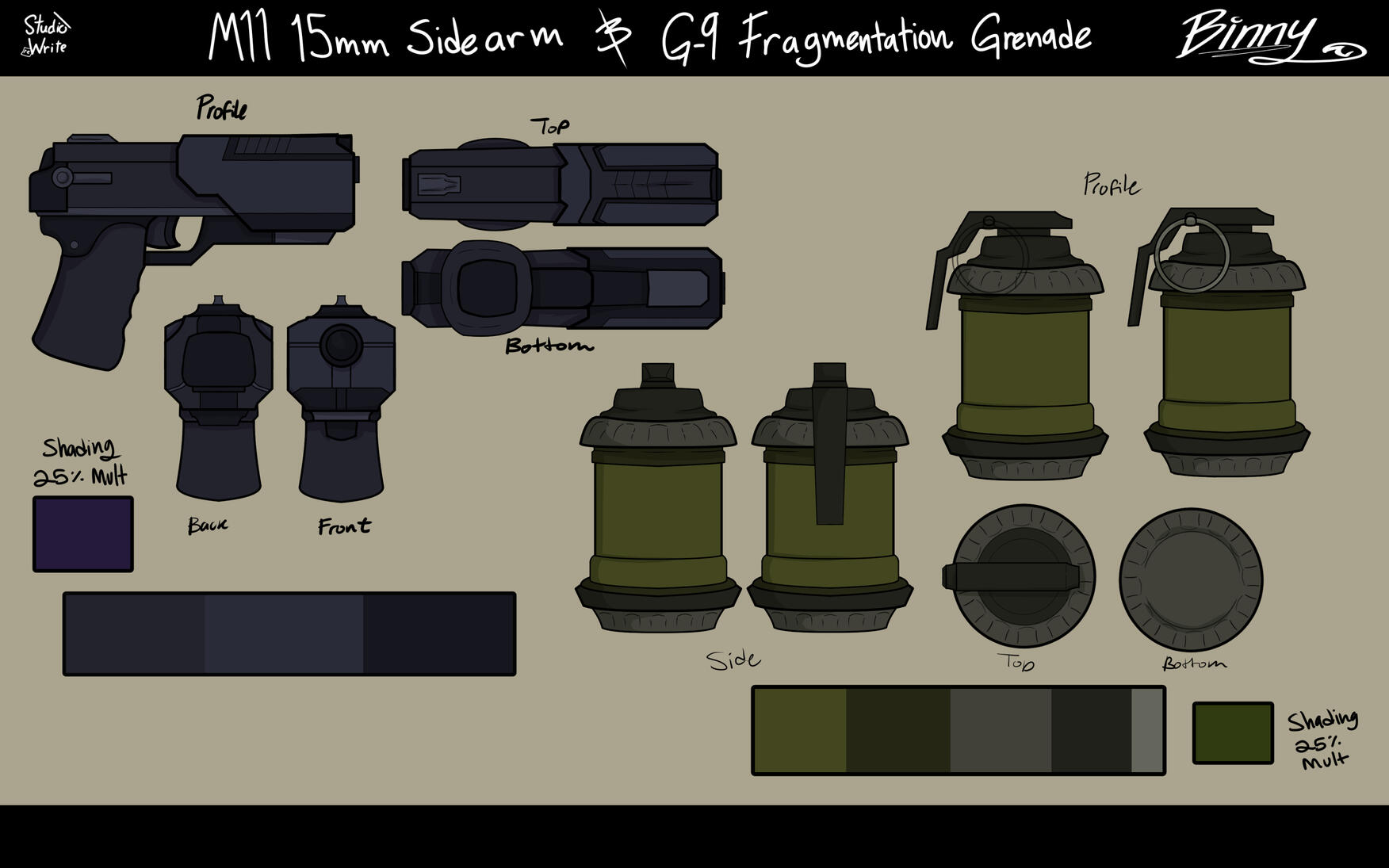 Side Arm & Frag-Grenade (For Studio Re-Write)